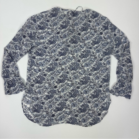 Theory Blouse Sz S  Alrik Avery Silk Peasant Blouse Chiffon Long Sleeve - Picture 11 of 12